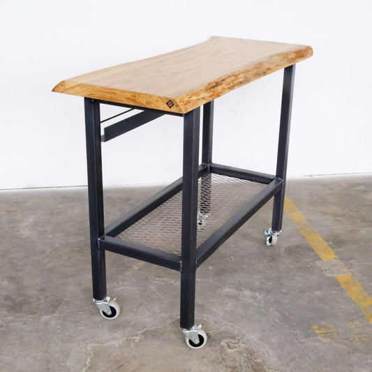 Wooden Cook Cart on Wheels – Compact Kitchen Prep & Serving Trolley