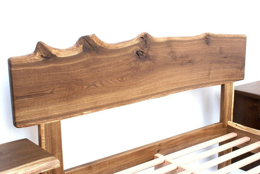 Live Edge Sheesham Wood Bed Frame – Handmade Solid Wood Platform Bed, Rustic Modern Bedroom Furniture