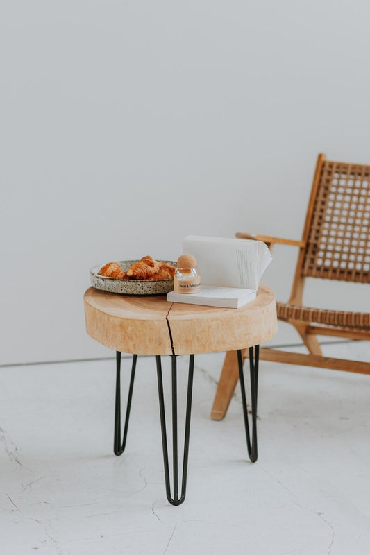 Handmade Sheesham Wood Live Edge Coffee Table - Metal Legs, Rustic Style