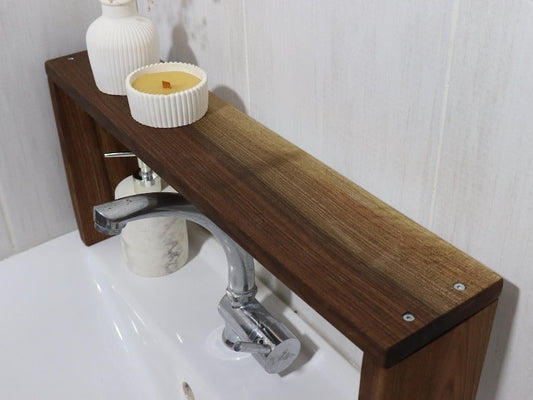 Sheesham Wood Over-the-Sink Shelf: Bathroom & Kitchen Organizer