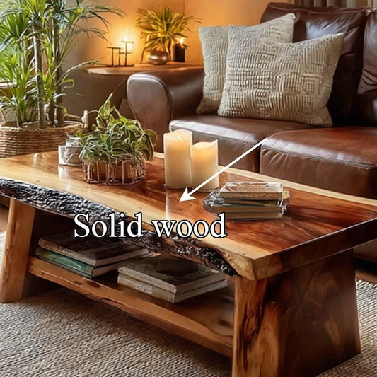 Handcrafted Solid Wood Central Table – Modern Rustic Coffee Table for Living Room, Natural Wood Furniture