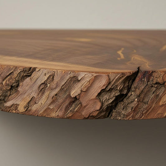 Rustic Half Round Live Edge Floating Shelf – Handmade Solid Sheesham Wood Wall Shelf, Natural Edge Bathroom & Entryway Decor