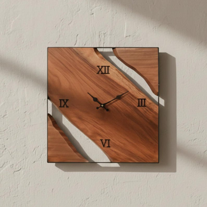 Handmade Wooden Wall Clock – Live Edge Wood Clock