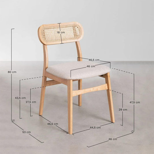 Solid Wood Rattan Accent Chair for Living & Dining Room