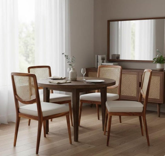 Handcrafted Wooden Cane Back Dining Chair