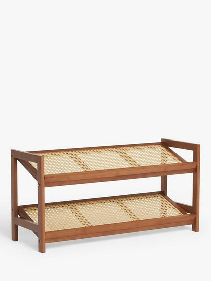 Rattan Bamboo 2 Tier Shoe Rack