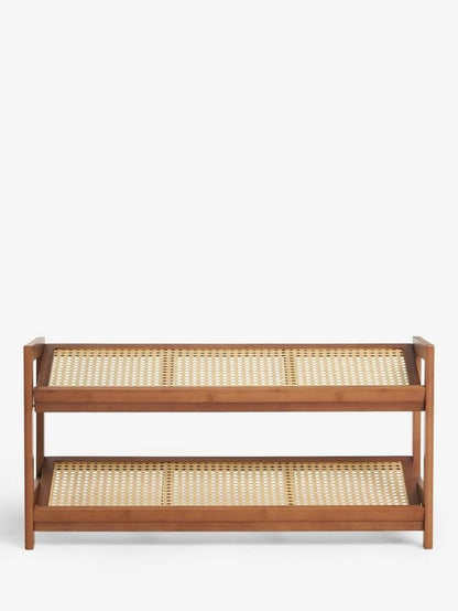 Rattan Bamboo 2 Tier Shoe Rack