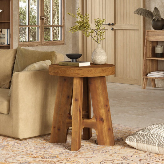 Solid Wood End Table | Handcrafted Wooden Side Table for Living Room