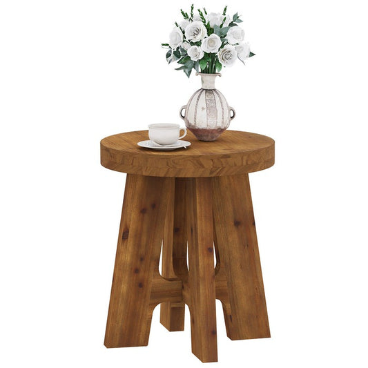 Solid Wood End Table | Handcrafted Wooden Side Table for Living Room