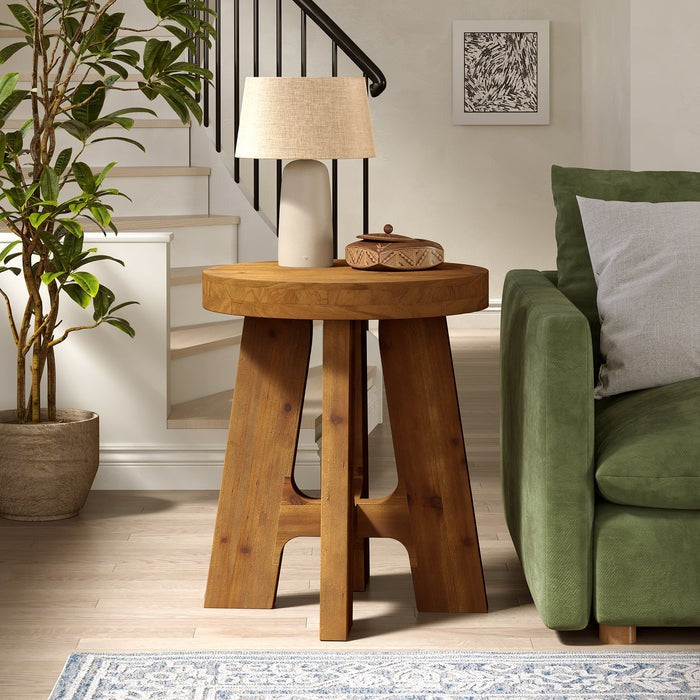 Solid Wood End Table | Handcrafted Wooden Side Table for Living Room