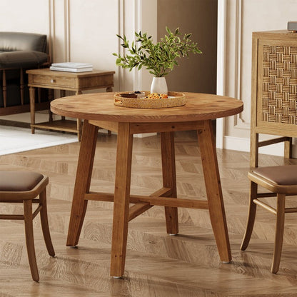 Solid Wood Round Dining Table | Handcrafted Wooden Dining Table