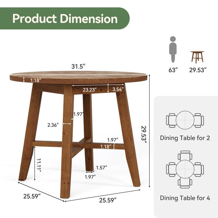 Solid Wood Round Dining Table | Handcrafted Wooden Dining Table