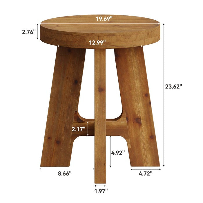 Solid Wood End Table | Handcrafted Wooden Side Table for Living Room