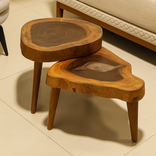 Live Edge Sheesham Coffee Table – Solid Wood Slab with Modern Design