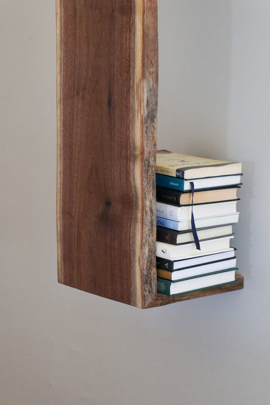 Live Edge Sheesham Waterfall Shelf – Handmade Solid Wood Towel Shelf & Wall Display