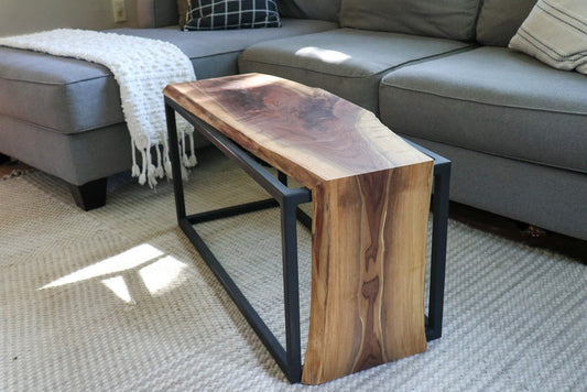Live-Edge Sheesham Waterfall Bench / Coffee Table – Solid Wood Natural Edge Rustic Modern Design