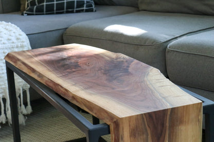 Live-Edge Sheesham Waterfall Bench / Coffee Table – Solid Wood Natural Edge Rustic Modern Design