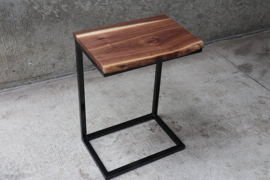 Live Edge Sheesham Computer Side Table – Sideways Orientation Solid Wood Laptop / Workstation Table