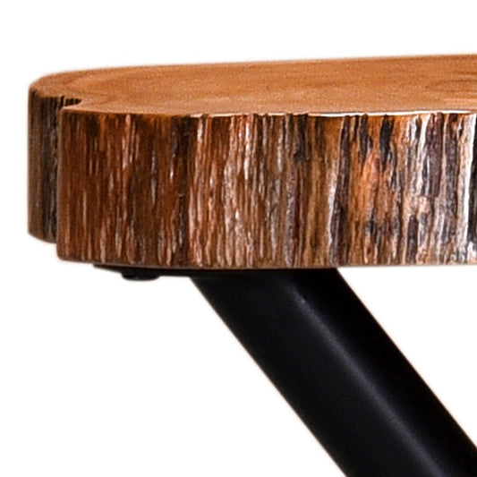 Live Edge Sheesham Coffee Table with Cross Metal Legs – Modern Rustic Wood Table