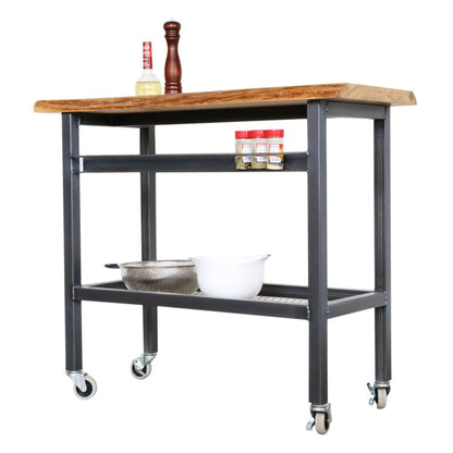 Wooden Cook Cart on Wheels – Compact Kitchen Prep & Serving Trolley