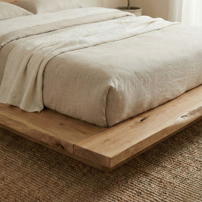 Handcrafted Solid Wood Bed with Natural Live-Edge Headboard