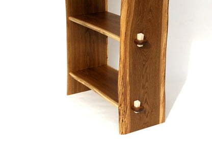Live Edge Sheesham Wood Bookcase – Handmade Edge Solid Wood Shelf, Natural Edge Shoe Rack, Rustic Modern Storage Furniture