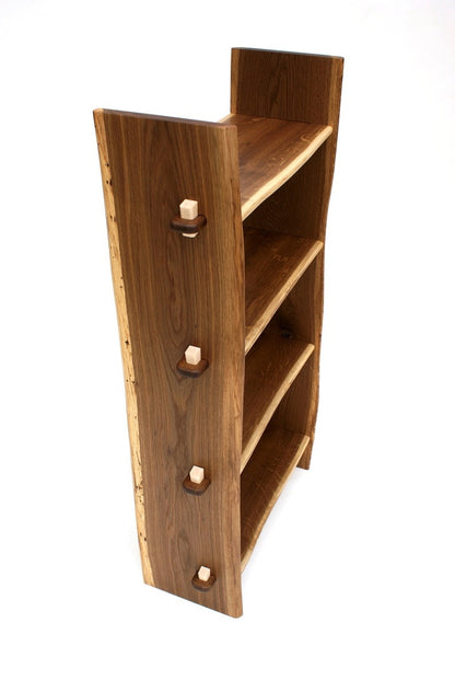 Live Edge Sheesham Wood Bookcase – Handmade Edge Solid Wood Shelf, Natural Edge Shoe Rack, Rustic Modern Storage Furniture