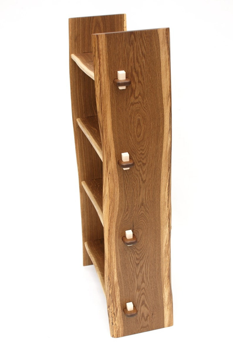 Live Edge Sheesham Wood Bookcase – Handmade Edge Solid Wood Shelf, Natural Edge Shoe Rack, Rustic Modern Storage Furniture