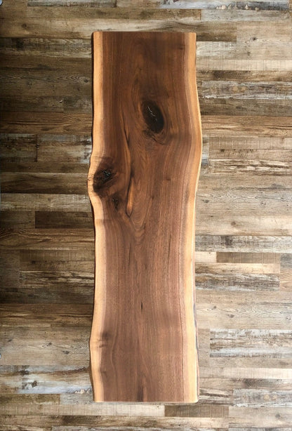 Rustic Live Edge Sheesham Wood Coffee Table – Mid Century Farmhouse Style, Handmade Solid Wood Living Room Table