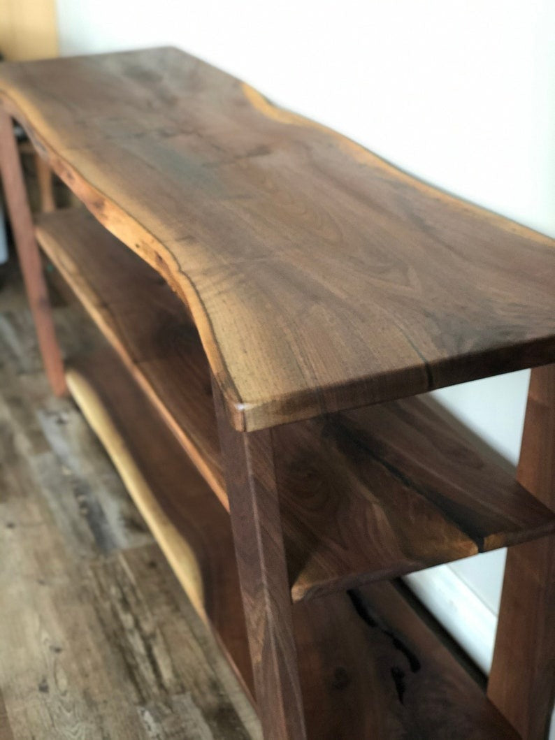 Live Edge Wood Console Table: Custom Entryway Media Center