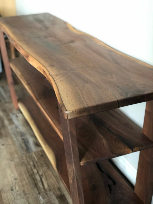 Live Edge Wood Console Table: Custom Entryway Media Center