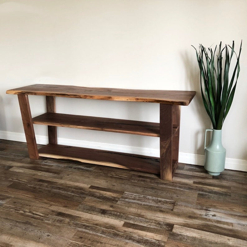 Live Edge Wood Console Table: Custom Entryway Media Center
