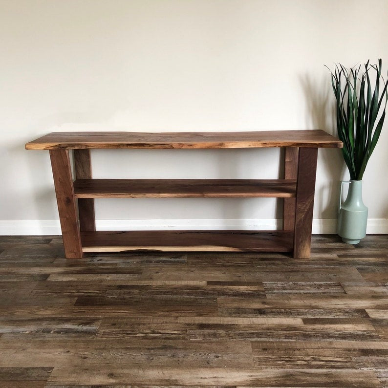 Live Edge Wood Console Table: Custom Entryway Media Center