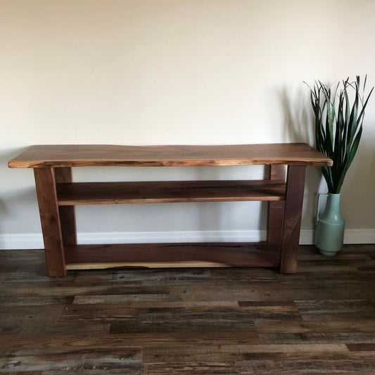Live Edge Wood Console Table: Custom Entryway Media Center