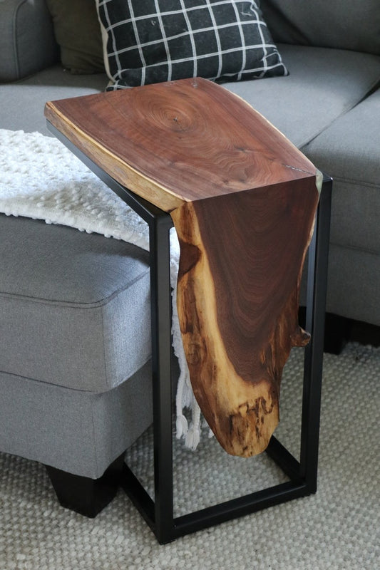 Live-edge Sheesham waterfall C-Table - Modern table, Home gift, Wood furniture