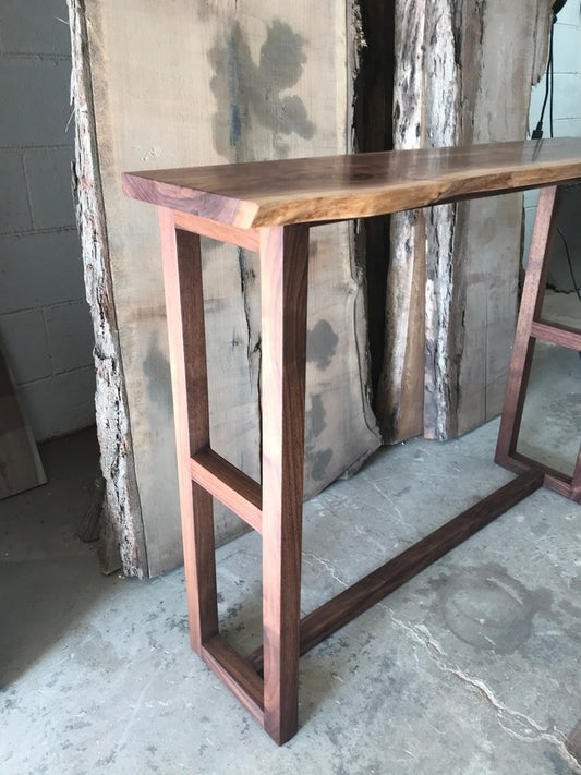 Live Edge Sheesham Wood Console Table – Handmade Solid Wood Entryway Table, Rustic Modern Hallway Furniture