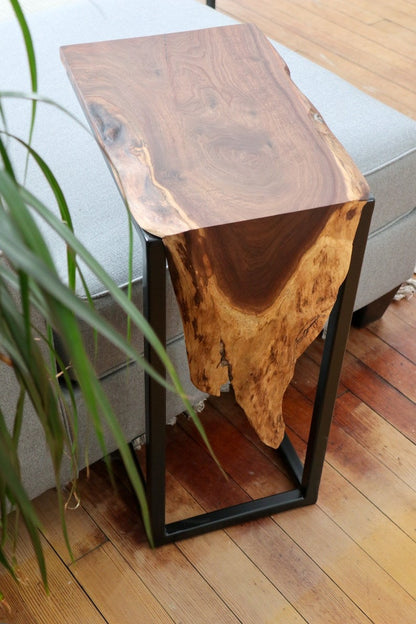 Live-edge Sheesham waterfall C-Table - Modern table, Home gift, Wood furniture