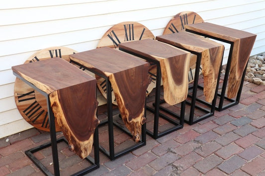 Live-edge Sheesham waterfall C-Table - Modern table, Home gift, Wood furniture