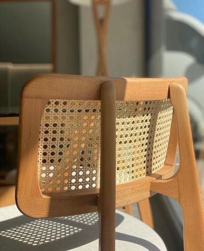 Wooden Rattan Dine Chair - Vintage Dining and Living Room Chairs