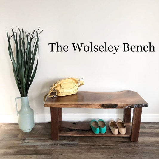 Live Edge Sheesham Wood Entryway Bench with Shoe Storage – Handmade Solid Wood Hall Bench, Rustic Modern Furniture