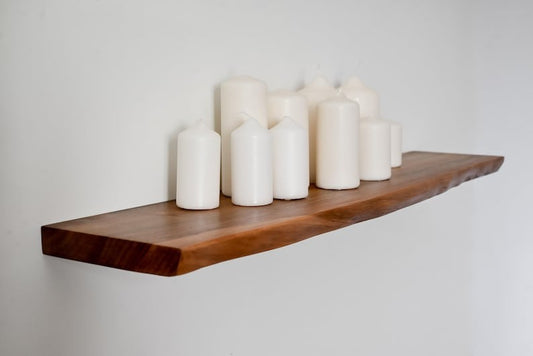 Live Edge Sheesham Wood Floating Shelf – Handmade Solid Wood Wall Shelf, Custom Lengths, Rustic Modern Home Decor