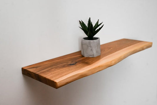Live Edge Sheesham Wood Floating Shelf – Handmade Solid Wood Wall Shelf, Custom Lengths, Rustic Modern Home Decor