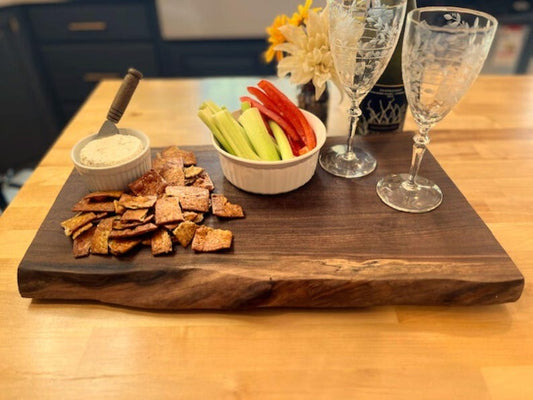 Natural Live Edge Wooden Board – Charcuterie, Cutting & Serving Tray