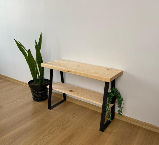 Wooden Entryway Bench with Storage – Solid Wood Shoe Rack Bench, Rustic Hallway & Mudroom Organizer