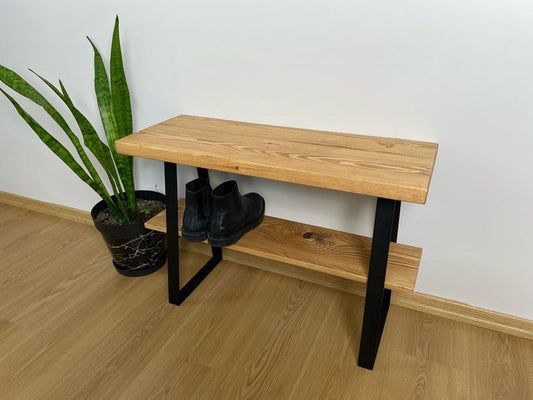 Wooden Entryway Bench with Storage – Solid Wood Shoe Rack Bench, Rustic Hallway & Mudroom Organizer