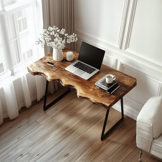 Handmade Solid Wood Console Table – Natural Leg Design, Unique Wood Grain, Classic Reading Table & Gift Decor