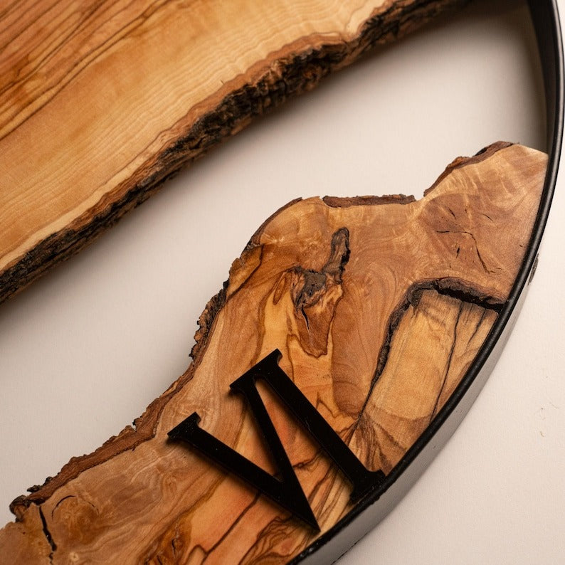 Sheesham Wood Clock with Metal Frame, Live Edge Wall Clock, Rustic Wall Decor, Unique Home Decor, Bedroom Decor