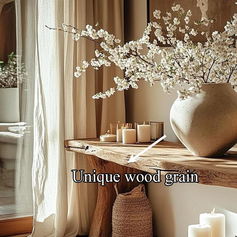 Rustic Live Edge Entryway Bench – Solid Wood Console Table with Shoe Rack, Farmhouse Hallway Drop Zone Seating