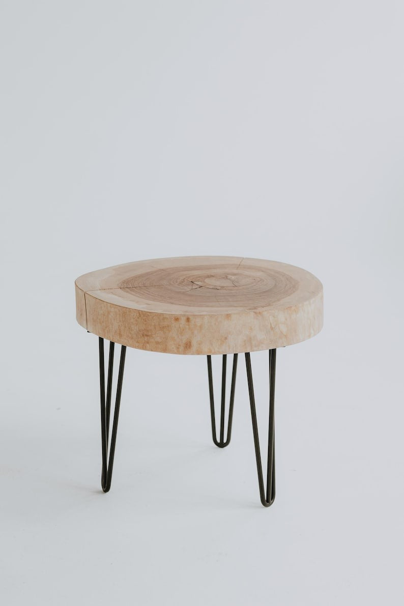 Handmade Sheesham Wood Live Edge Coffee Table - Metal Legs, Rustic Style