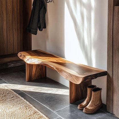 Handmade Live Edge Sheesham Bench: Rustic Solid Wood Seating